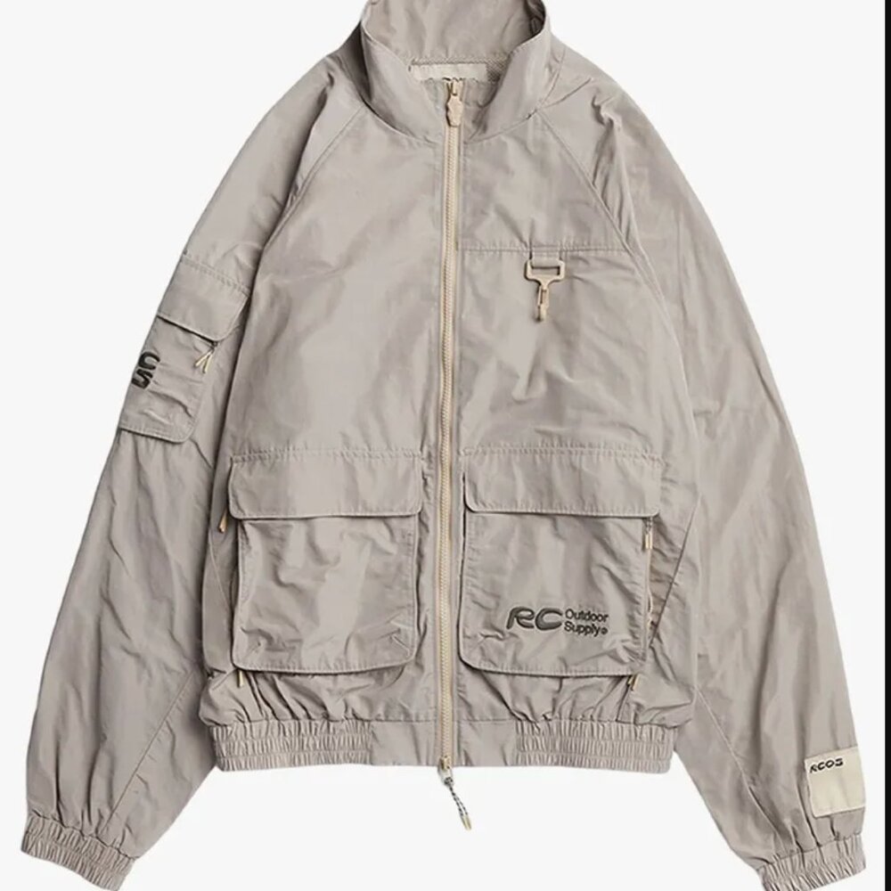 RCOS Taupe Cargo Track Jacket Mauve Polyester Utility Men’s